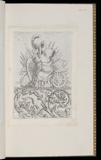 Design for a Trophy and a Foliate Scroll