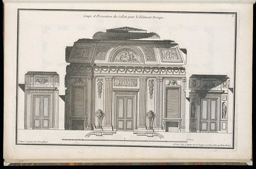 Coupe et Décoration du Sallon pour le Bâtiment Dorique