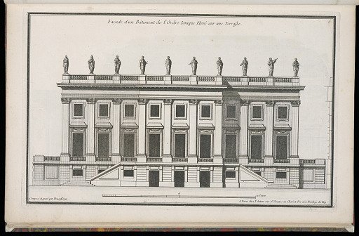 Façade d'un Bâtiment de l'Ordre Ionique Elevé sur une Terrasse