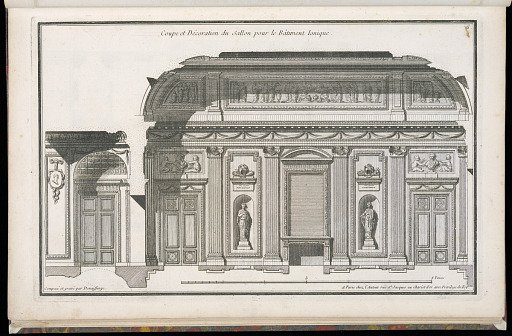 Coupe et Décoration du Sallon pour le Bâtiment Ionique