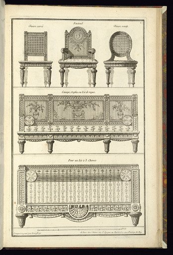 Designs for Chairs, a Sofa, and a Bed