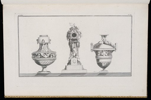 Designs for Two Vases and a Clock Case