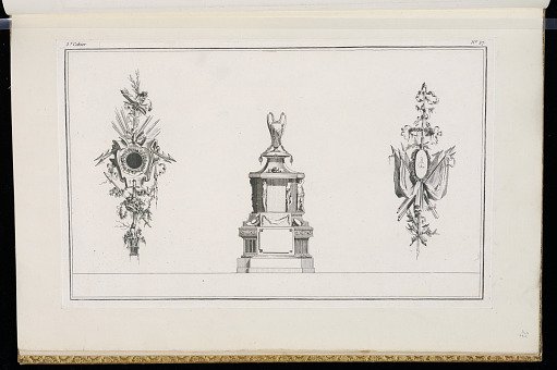Designs for a Cartel Clock Case, Ornamental Sculpture, and a Trophy