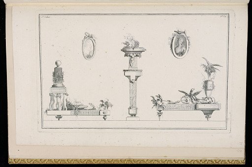 Designs for Andirons, Oval Medallions, and an Incense Burner