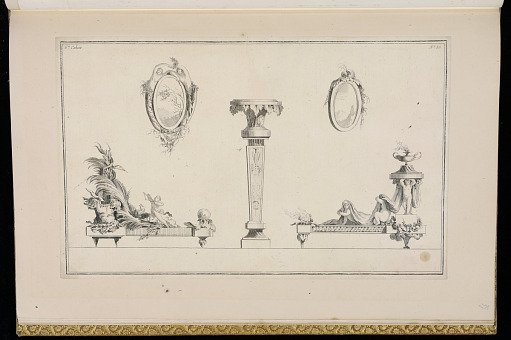 Designs for Andirons, Oval Medallions, and an Incense Burner or Plinth