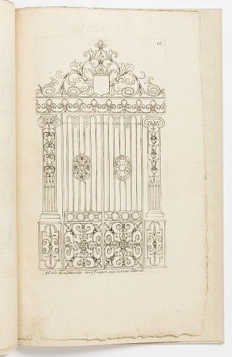 Plate 16, from Diverses pièces de serruriers (Various Designs for Locksmiths)