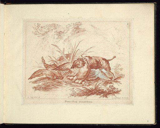 Hunting Scene with a Dog Attacking a Bird