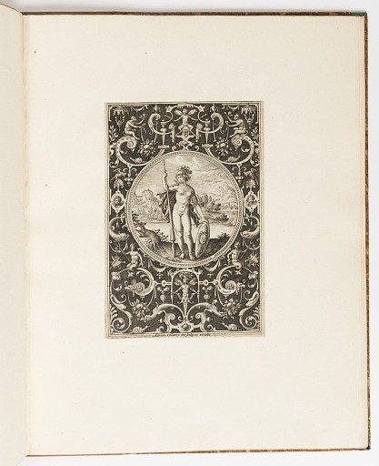 Minerva, plate from a suite of 6 ornamental designs with the Judgement of Paris