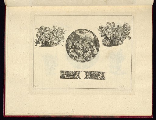 Designs for a Watchcase Lid or Medallion, Baskets of Flowers, and a Frieze
