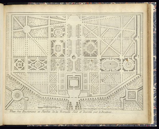 Plan des Bastiment et Jardin de la Norville fait et dessiné par le Bouteux