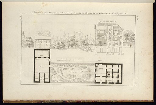 Plan general et coupe d’une Maison construite dans l’Enclos du Couvent des Carmelites près Beauvais par Mr. Belanger Architect
