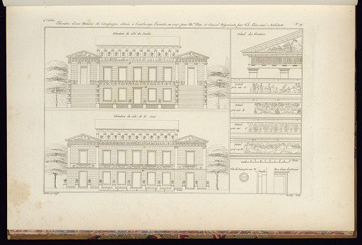 Elévation d’une Maison de Campagne Située à Courbevoye, Exécutée en 1797 pour Mrs. Piau et Conseil Négociants, par Ch. Bien-aimé Architecte