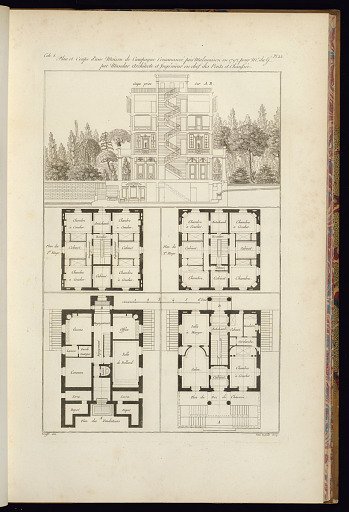 Plan et Coupe d’une Maison de Campagne Comanancé près Malmaison en 1792 pour Me du G par Mandar Architecte et Ingénieur en chef des Ponts et Chaussée
