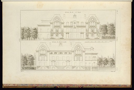 Two Elevations of a Country House, Views from the Garden and Entrance Facades