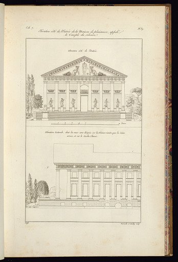 Elévation côté de l’Entrée de la Maison de plaisance, appelé le Temple du Silence