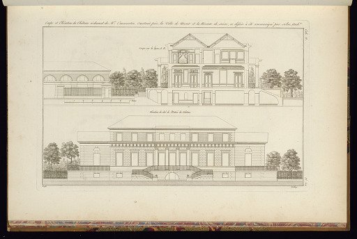 Coupe et Elévation du Château ci-devant de Mr. Caumartin, construit près la Ville de Moret et la Riviere de Seine, ce déssin à été communiqué par sobre, Archte
