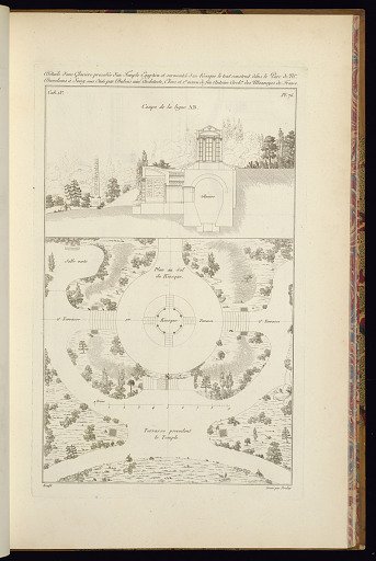 Détails d’une Glaciere precedée d’un Temple Egyptien et surmontée d’un Kiosque le tout construit dans le Parc de Mr. Davelouis à Soisy sous Etiole par Dubois ainé Architecte, Eleve et 1er neveu du Feu Antoine Archte. des Monnoies de France