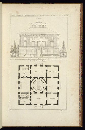Plan et Elévation du Chateau commence à construire à Mareuil pour Mr. D…, par Villetard Archite
