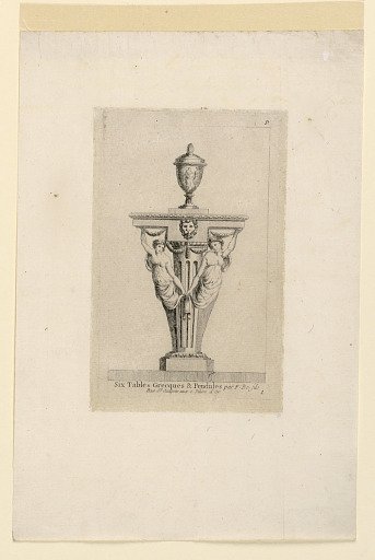 Design for Table, Plate 1 from, "Six Tables Grecques & Pendules"