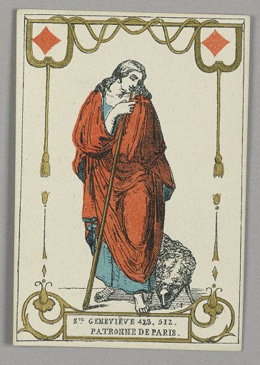 Saint Genevieve, Playing Card from Set of "Cartes héroïques" or "Des grands hommes"