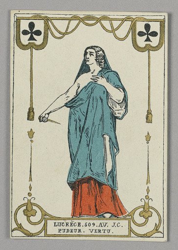 Lucrecia (Modesty and Virtue), Playing Card from Set of "Cartes héroïques" or "Des grands hommes"