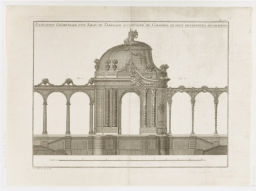 Garden Pavilion and Latticed Gallery with an Alternative Design plate 365 from the publication "L'Art de Treillageur ou menuiserie des jardins"