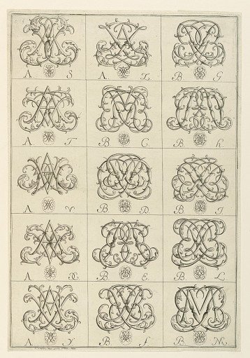 Engraving: Monograms of two letters