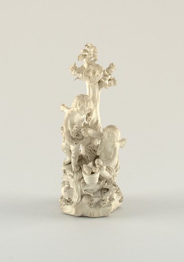 Figural Group of Cupids Fishing Representing Water, from a Group Called "The Elements" (One of a Pair)