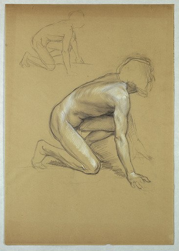 Two Studies of a Kneeling Man