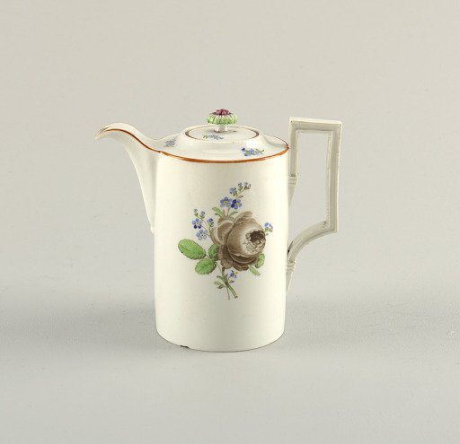 Coffeepot with Grisaille Roses (with Milk Jug)