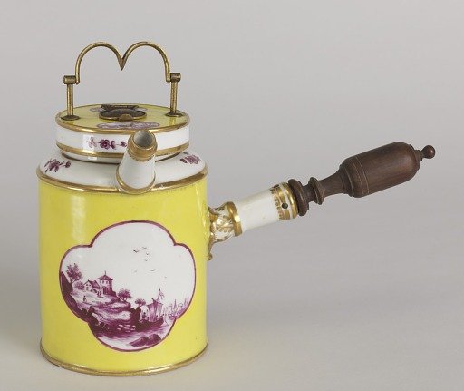 Chocolate Pot with Camaieu Landscapes