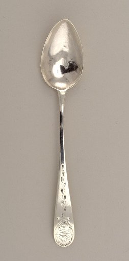 Teaspoon with Bright Cut Engraved Floral Decoration