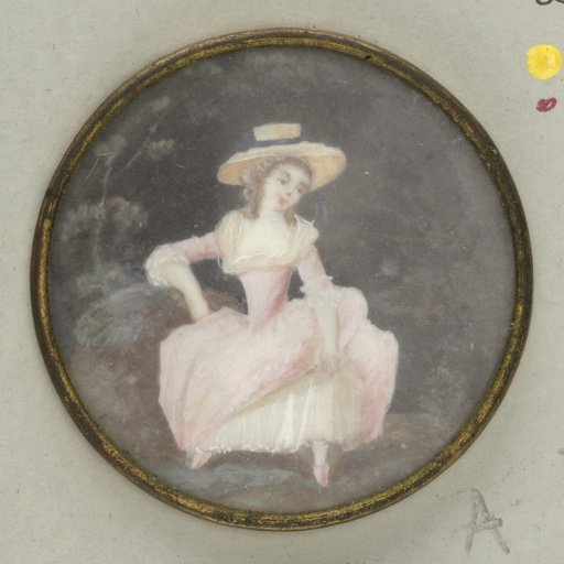 Button with Painted Seated Lady