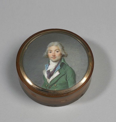 Circular snuffbox with portrait miniature