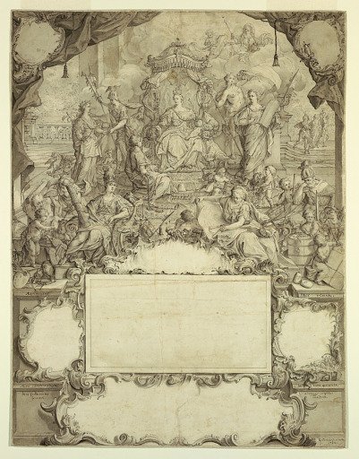 Design for a title page or frontispiece dedicated to the Empress Maria Theresa