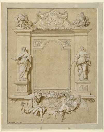 Memorial Panel Depicting Painting and Music