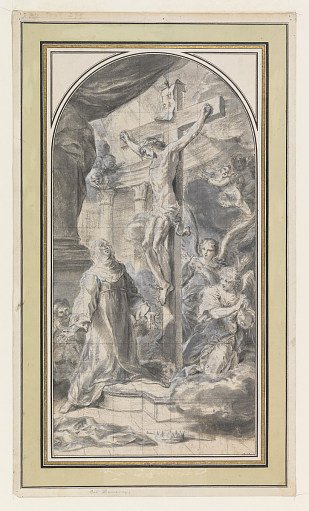 Saint Jadwiga kneeling before the Crucified Christ; preparatory drawing for an altarpiece at the church of San Stanislao dei Polacchi, Rome