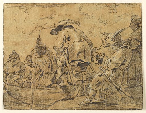 Figures Assembling on Row Boat
