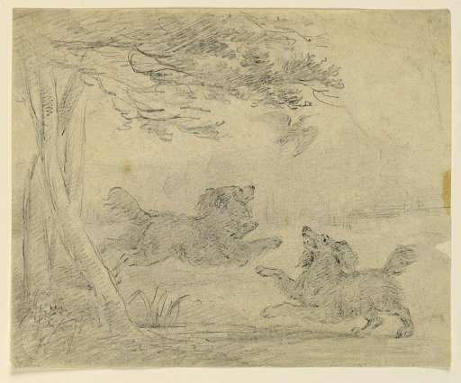 Study of Two Spaniels in a Park