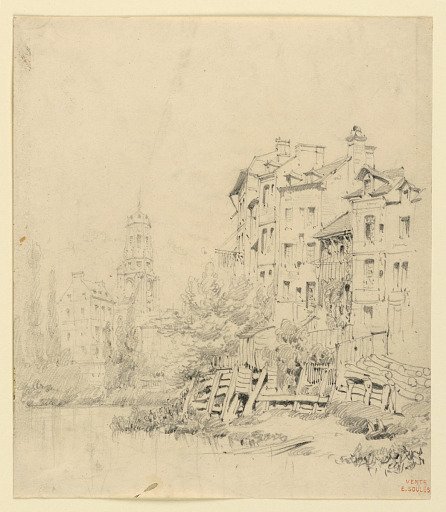 Houses on the Bank of the Tougnes in Trouville