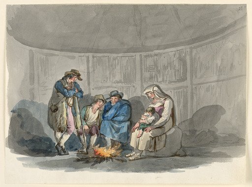 A Family of Shepherds at Night