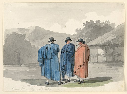 A Group of Three Peasants in a Village