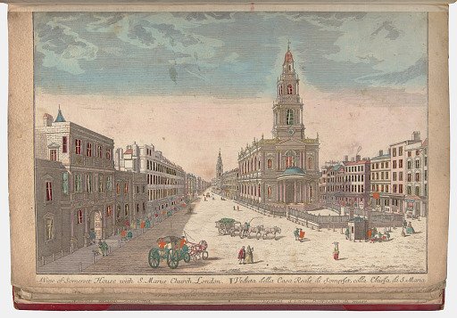 A View of Somerset House with S. Marys Church, London