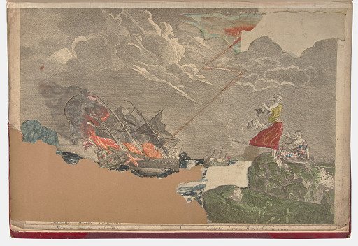 Ship on Fire in Turbulent Waters