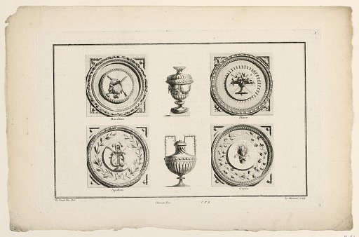 Soffits and Vases, Plate 5 from "Cahier de Trophées, Soffites et Vases," Parte IX, Cahier I
