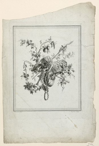 Trophy with Bucolic Implements, Plate 3 from "Suite de différentes Attributs, Trophées, et Groupes de fleurs," Suite II