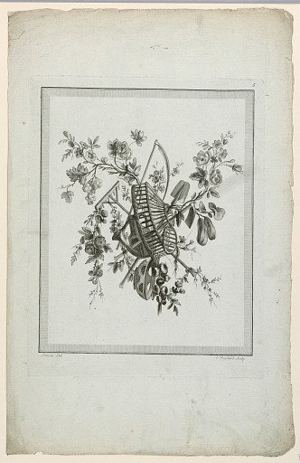 Trophy with Gardening Implements, Plate 6 from "Suite de différentes Attributs, Trophées, et Groupes de fleurs," Suite II