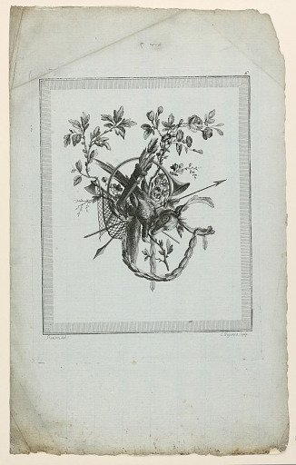 Trophy with Implements of the Hunt, Plate 6 from "Suite de Trophées de chasse," Suite VI
