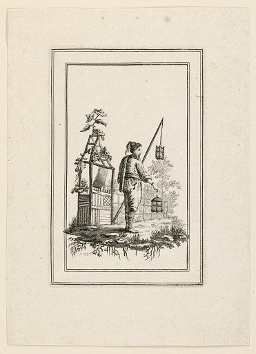 Standing Chinese Man with Two Birdcages, Plate 5 from "Cahier de Figures Chinoises"