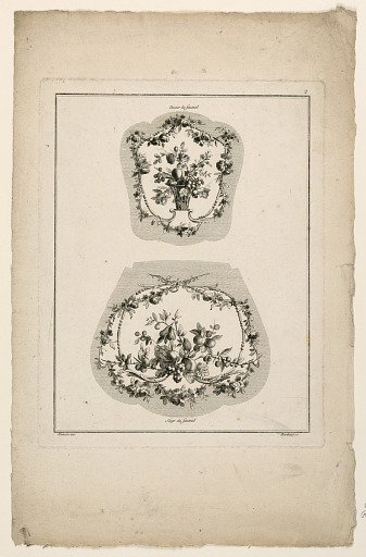 Designs for Tapestry Chair Seats, Plate 2 from "Cahier de Cartouches et Ornemens de l'Oeuvre de Ranson"